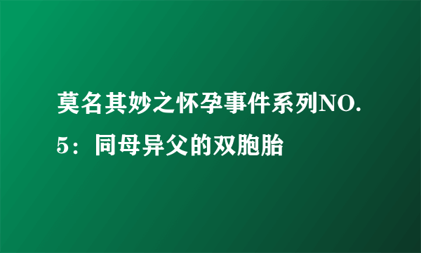 莫名其妙之怀孕事件系列NO.5：同母异父的双胞胎