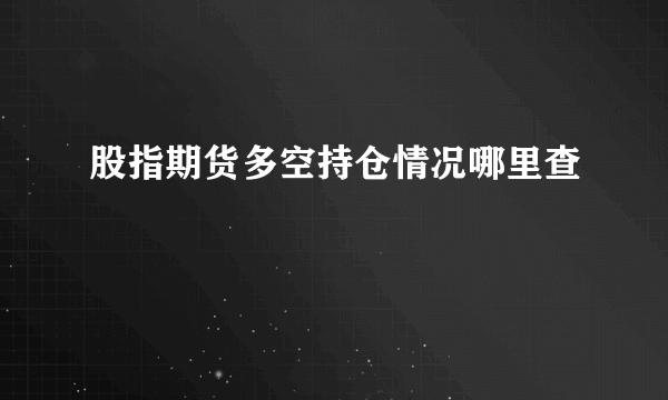 股指期货多空持仓情况哪里查