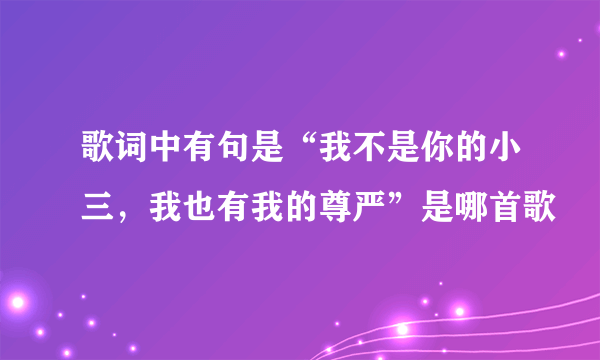 歌词中有句是“我不是你的小三，我也有我的尊严”是哪首歌