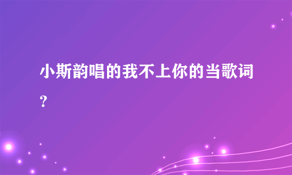 小斯韵唱的我不上你的当歌词？