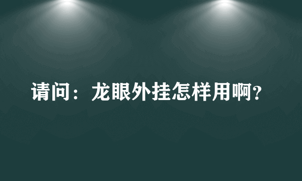 请问：龙眼外挂怎样用啊？