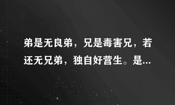 弟是无良弟，兄是毒害兄，若还无兄弟，独自好营生。是什么意思