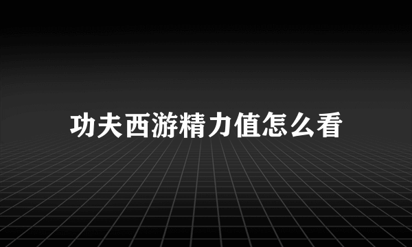 功夫西游精力值怎么看