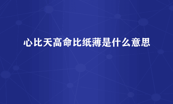 心比天高命比纸薄是什么意思