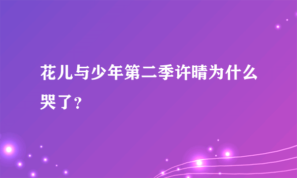 花儿与少年第二季许晴为什么哭了？