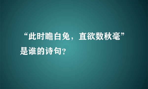 “此时瞻白兔，直欲数秋毫”是谁的诗句？