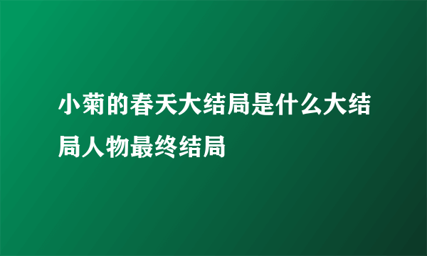 小菊的春天大结局是什么大结局人物最终结局