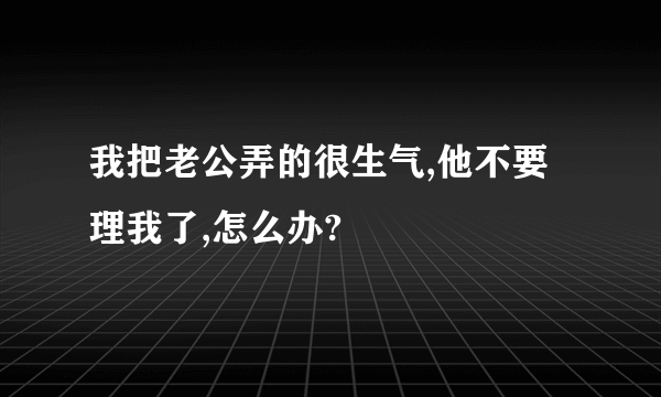 我把老公弄的很生气,他不要理我了,怎么办?