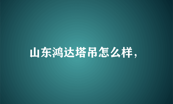 山东鸿达塔吊怎么样，