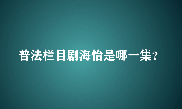 普法栏目剧海怡是哪一集？