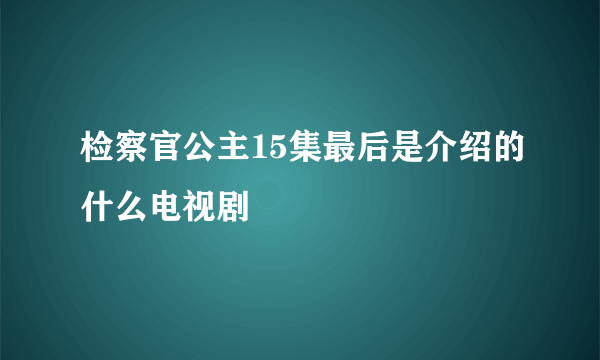 检察官公主15集最后是介绍的什么电视剧