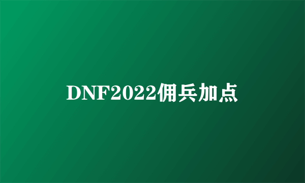 DNF2022佣兵加点