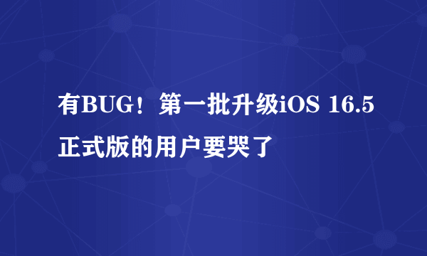 有BUG！第一批升级iOS 16.5正式版的用户要哭了