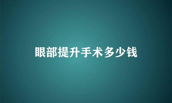 眼部提升手术多少钱