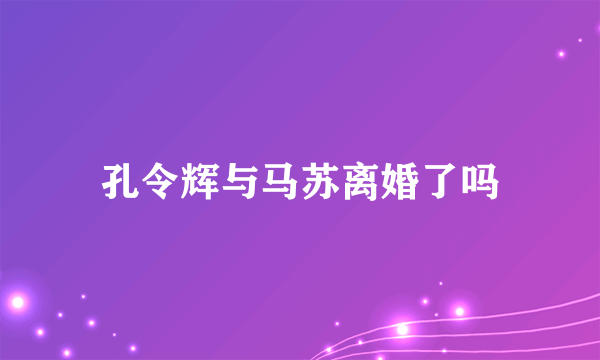 孔令辉与马苏离婚了吗