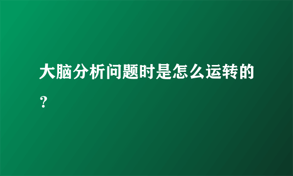 大脑分析问题时是怎么运转的？