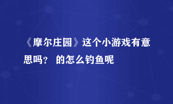 《摩尔庄园》这个小游戏有意思吗？ 的怎么钓鱼呢