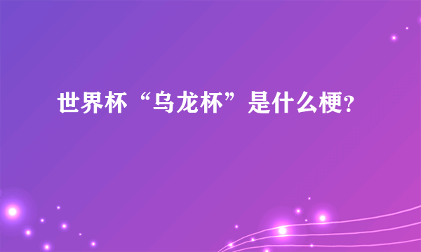 世界杯“乌龙杯”是什么梗？