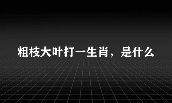 粗枝大叶打一生肖，是什么