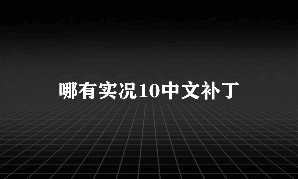 哪有实况10中文补丁