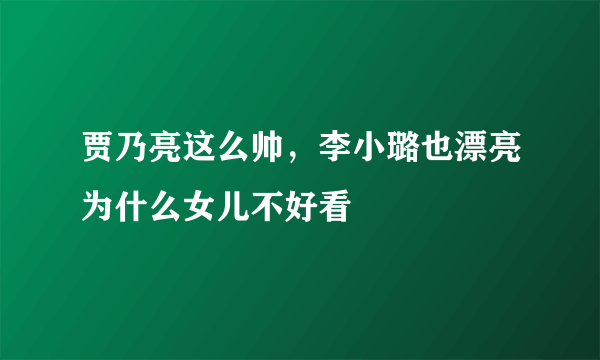 贾乃亮这么帅，李小璐也漂亮为什么女儿不好看