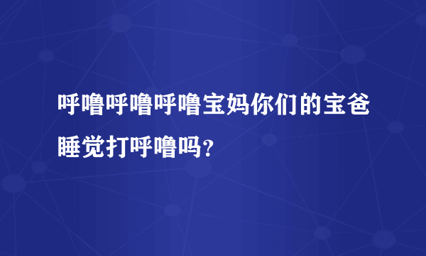 呼噜呼噜呼噜宝妈你们的宝爸睡觉打呼噜吗？