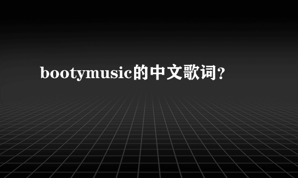 bootymusic的中文歌词？