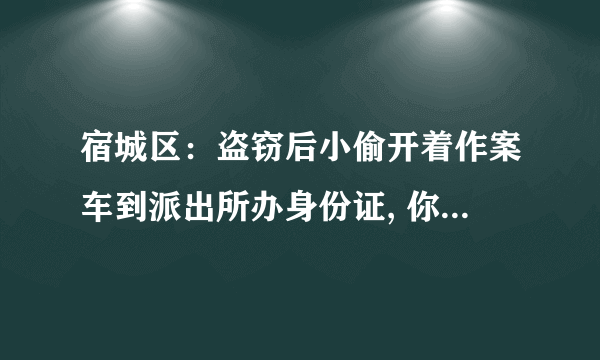 宿城区：盗窃后小偷开着作案车到派出所办身份证, 你怎么看？