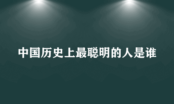 中国历史上最聪明的人是谁