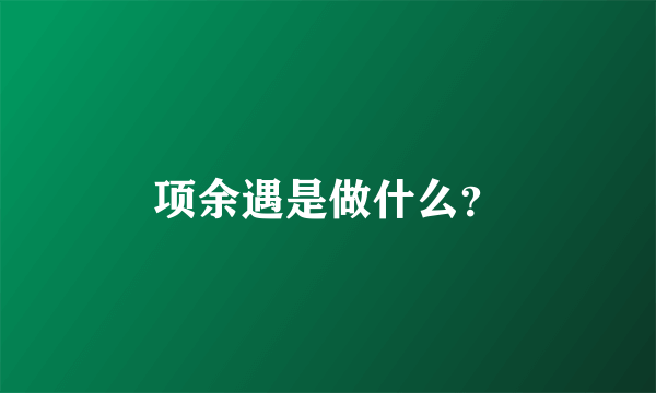 项余遇是做什么？