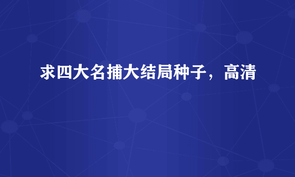 求四大名捕大结局种子，高清