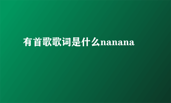 有首歌歌词是什么nanana