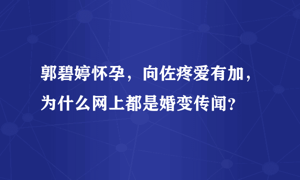 郭碧婷怀孕，向佐疼爱有加，为什么网上都是婚变传闻？