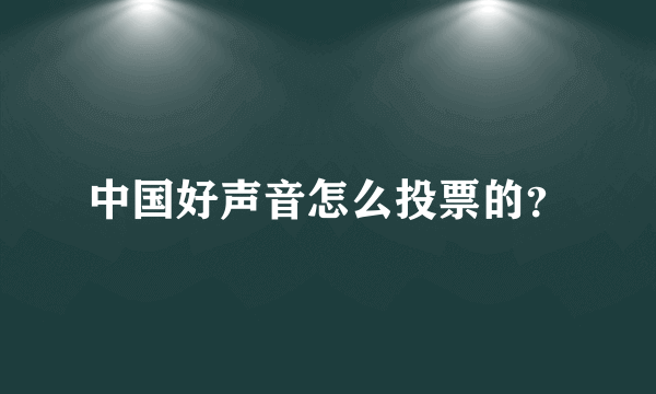 中国好声音怎么投票的？