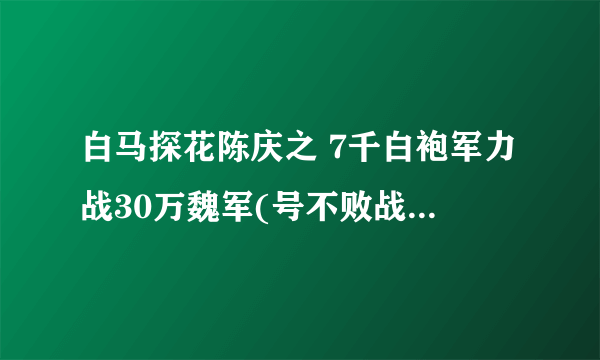 白马探花陈庆之 7千白袍军力战30万魏军(号不败战神)(2)