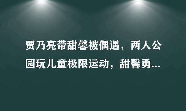 贾乃亮带甜馨被偶遇，两人公园玩儿童极限运动，甜馨勇敢挑战吊桥