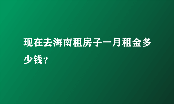 现在去海南租房子一月租金多少钱？