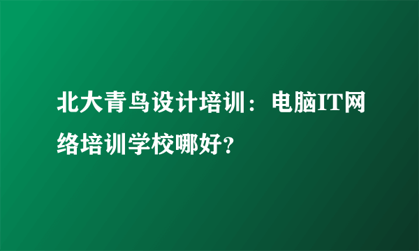 北大青鸟设计培训：电脑IT网络培训学校哪好？