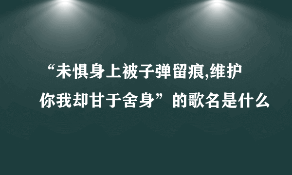 “未惧身上被子弹留痕,维护你我却甘于舍身”的歌名是什么