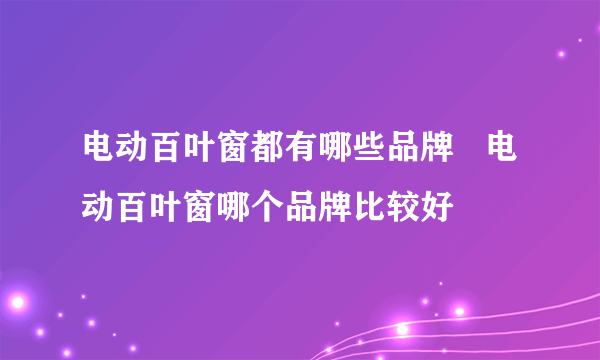 电动百叶窗都有哪些品牌   电动百叶窗哪个品牌比较好