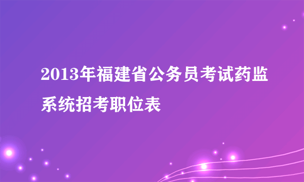 2013年福建省公务员考试药监系统招考职位表