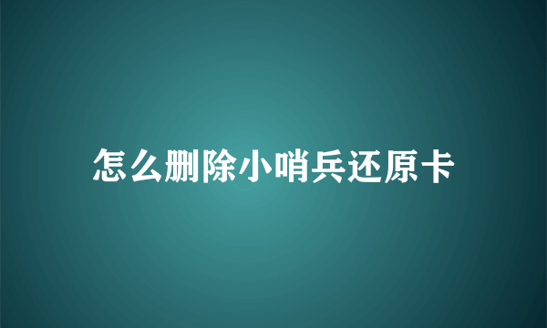 怎么删除小哨兵还原卡