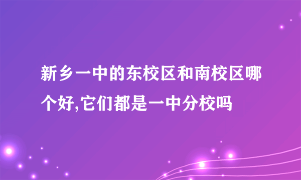 新乡一中的东校区和南校区哪个好,它们都是一中分校吗