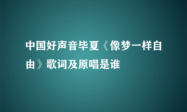 中国好声音毕夏《像梦一样自由》歌词及原唱是谁