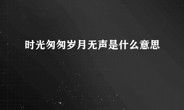 时光匆匆岁月无声是什么意思