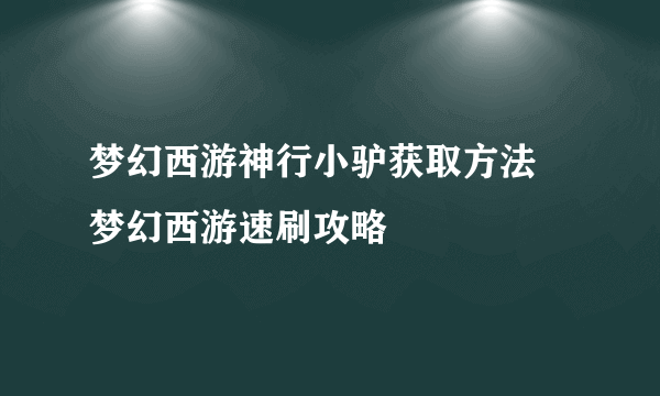 梦幻西游神行小驴获取方法 梦幻西游速刷攻略