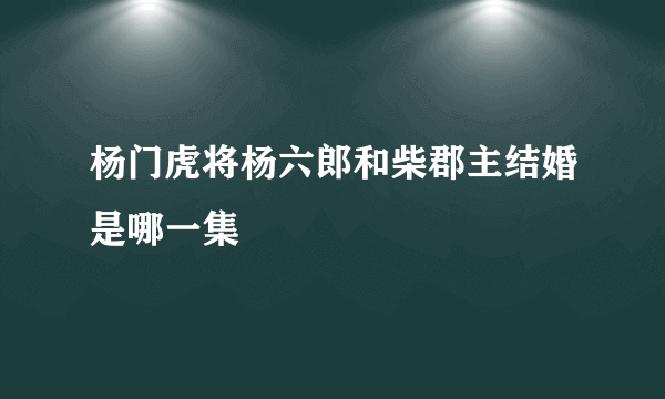 杨门虎将杨六郎和柴郡主结婚是哪一集