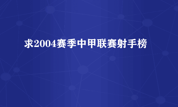 求2004赛季中甲联赛射手榜