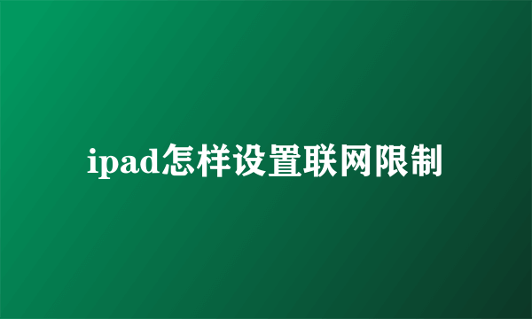 ipad怎样设置联网限制