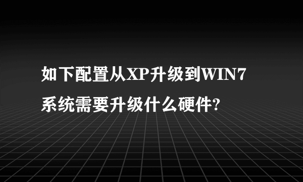 如下配置从XP升级到WIN7 系统需要升级什么硬件?